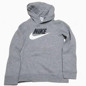 Nike Gray and White Hoodie with Black Swoosh Tag